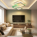 Lustra LED cu telecomanda, 96W, alba, trei tipuri de lumina calda/naturala/rece plus RGB, dimabila, aplicata, patrata