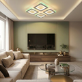 Lustra LED cu telecomanda, 96W, alba, trei tipuri de lumina calda/naturala/rece plus RGB, dimabila, aplicata, patrata