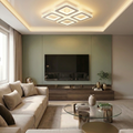 Lustra LED cu telecomanda, 184W, alba, trei tipuri de lumina calda/naturala/rece plus RGB, dimabila, aplicata, patrata