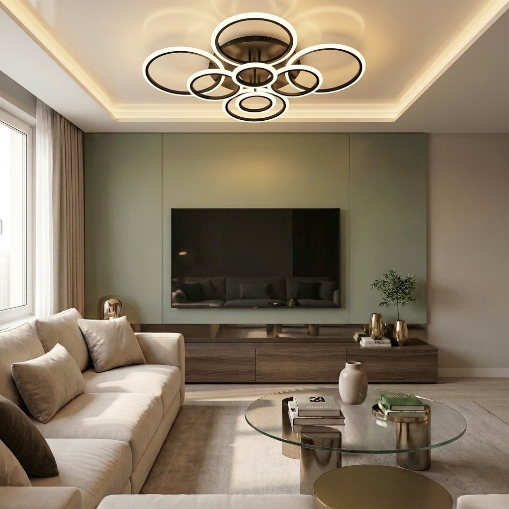 Lustră LED rotunda 208W neagra - lustre-led.ro