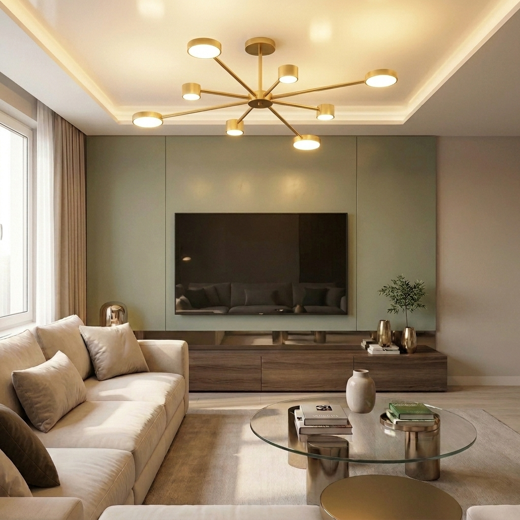 Lustră LED asimetrica 96W aurie - lustre-led.ro