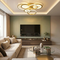 Lustra LED cu telecomanda, 168W, aurie, trei tipuri de lumina calda/naturala/rece, dimabila, aplicata, rotunda