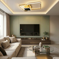 Lustra LED cu telecomanda, 128W, aurie, trei tipuri de lumina calda/naturala/rece, dimabila, aplicata, patrata