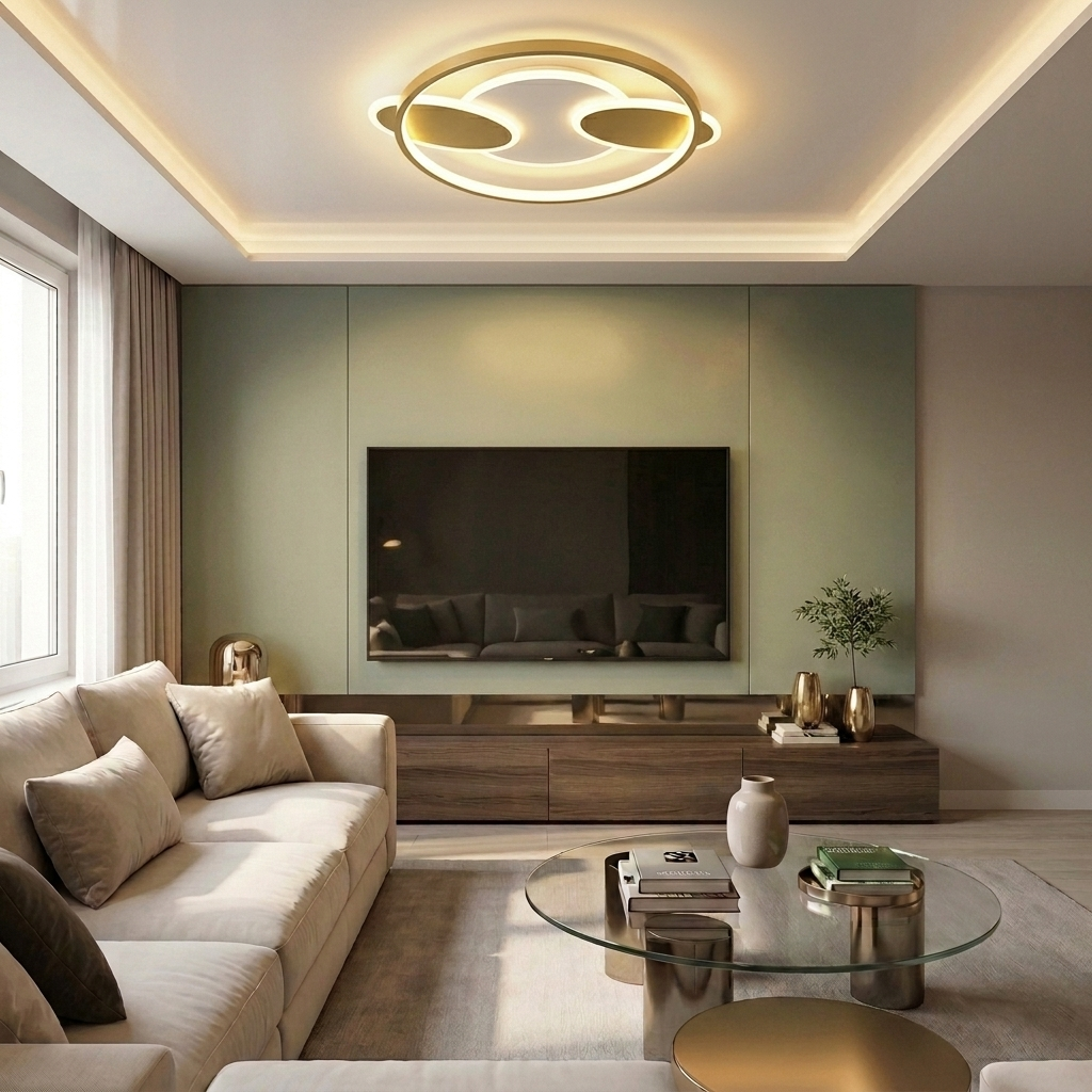 Lustră LED rotunda 110W aurie - lustre-led.ro