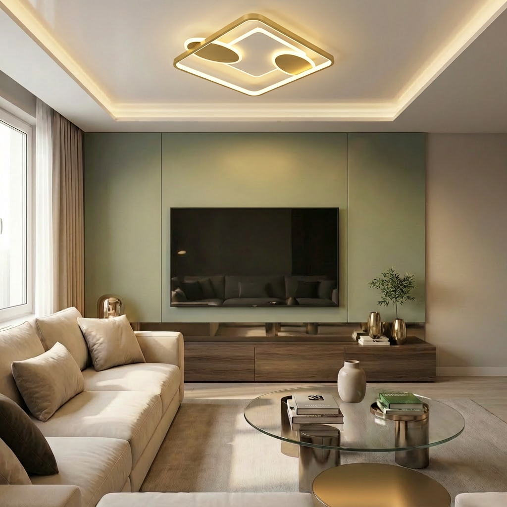 Lustră LED patrata 110W aurie - lustre-led.ro