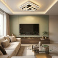 Lustra LED cu telecomanda, 150W, alba, trei tipuri de lumina calda/naturala/rece, dimabila, aplicata, patrata