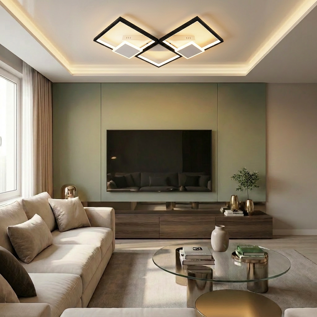 Lustră LED patrata 120W neagra - lustre-led.ro