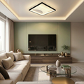 Lustra LED cu telecomanda, 72W, alba, trei tipuri de lumina calda/naturala/rece, dimabila, aplicata, patrata