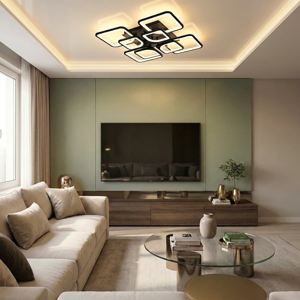Lustră LED patrata 216W neagra - lustre-led.ro