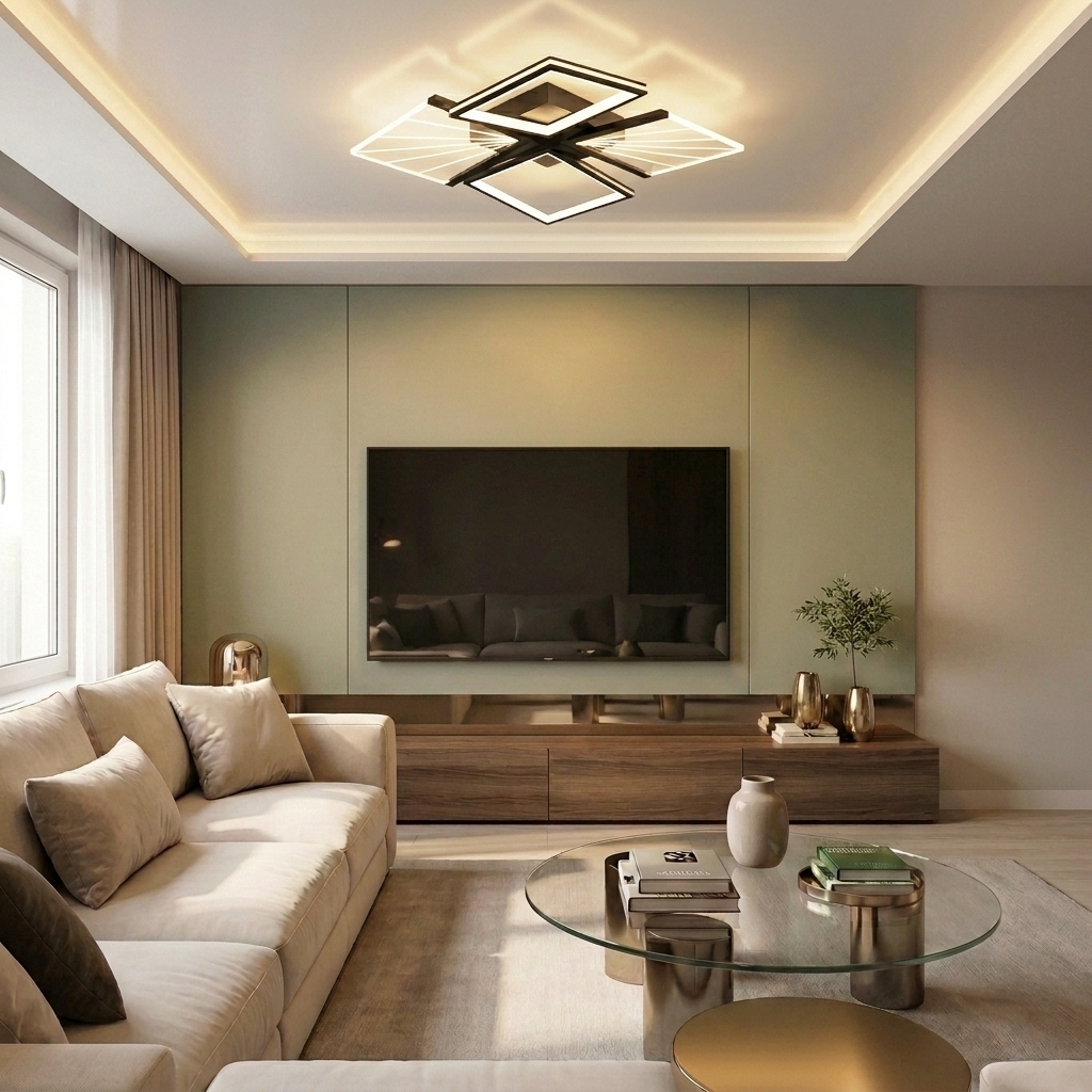 Lustră LED patrata 65W neagra - lustre-led.ro