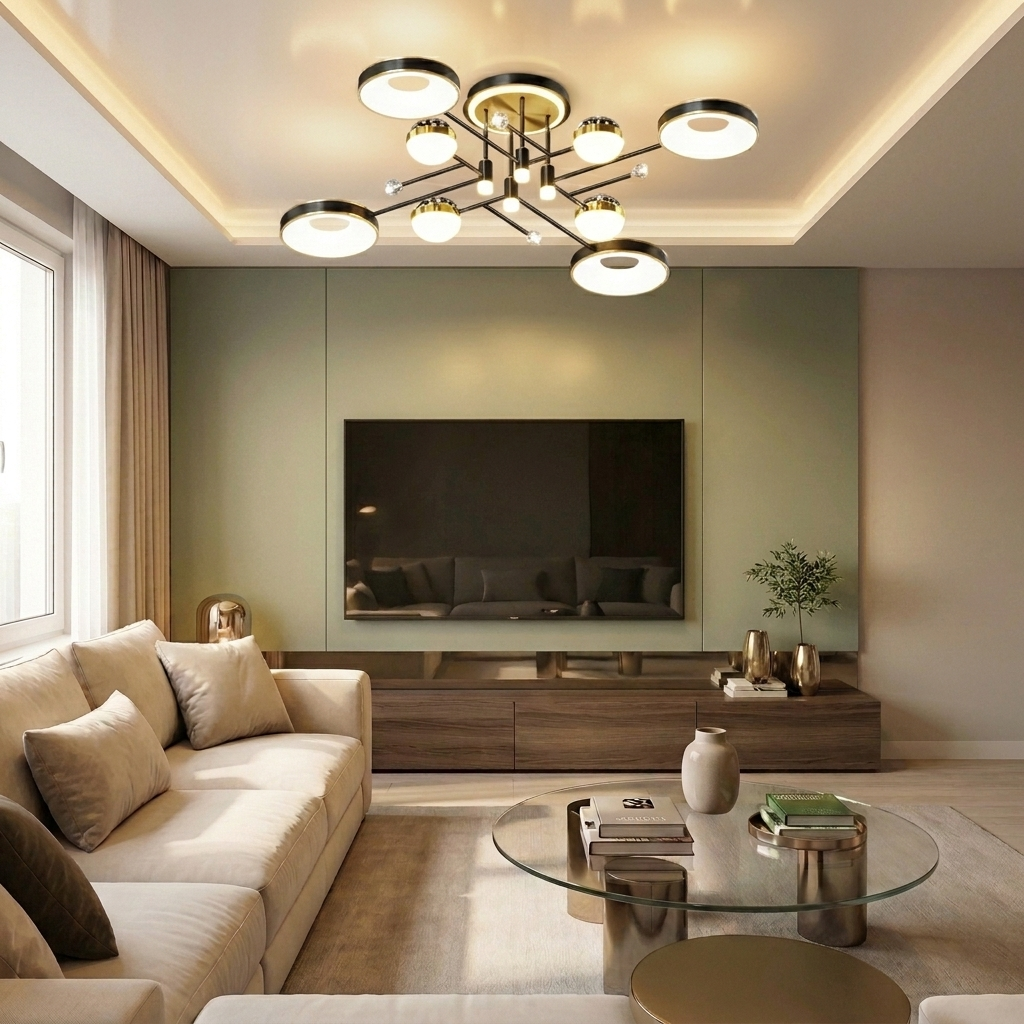 Lustră LED asimetrica 46W neagra - lustre-led.ro