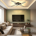 Lustra LED cu telecomanda, 66W, neagra, trei tipuri de lumina calda/naturala/rece, dimabila, aplicata, liniara