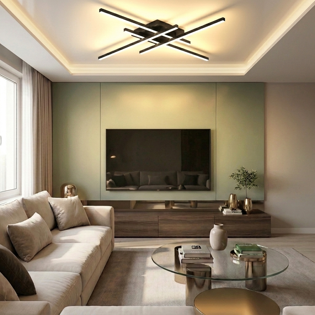 Lustră LED liniara 66W neagra - lustre-led.ro