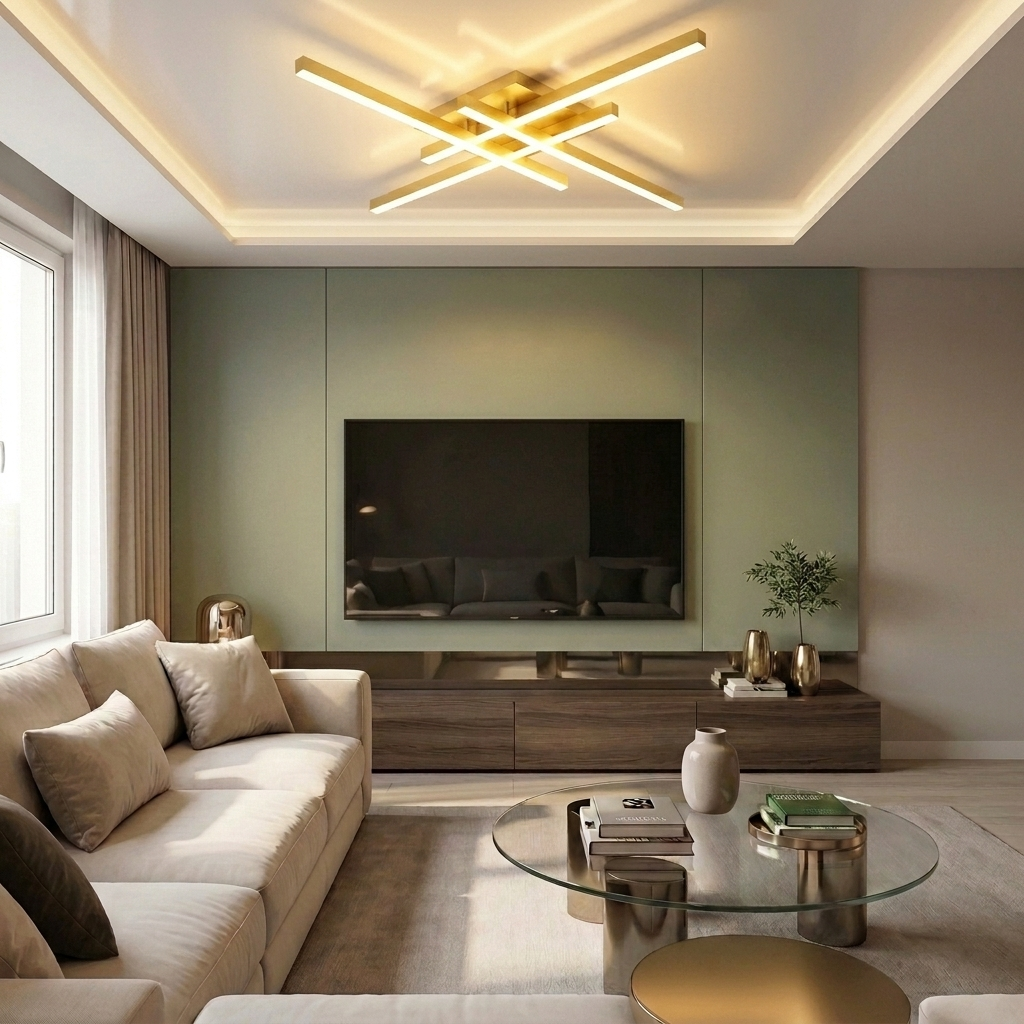 Lustră LED liniara 66W aurie - lustre-led.ro