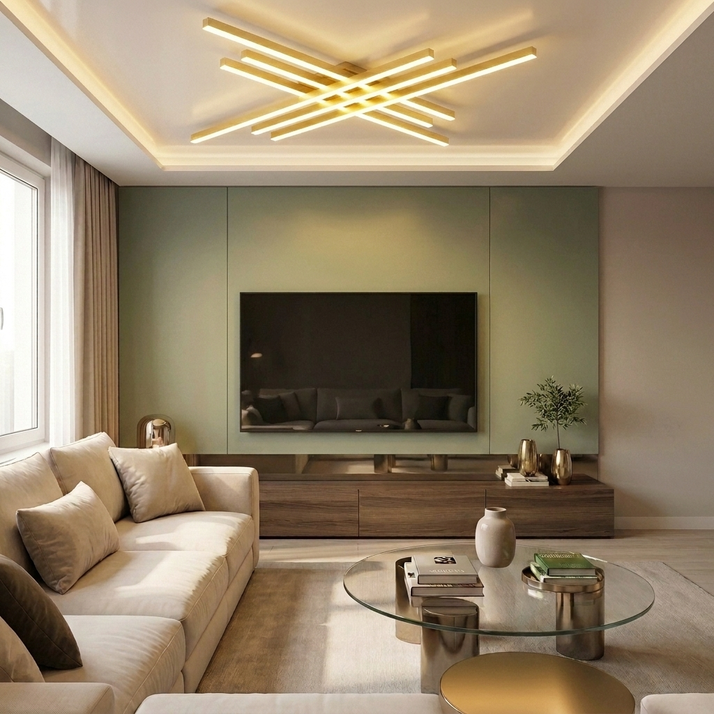 Lustră LED liniara 146W aurie - lustre-led.ro