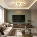 Lustra LED cu telecomanda, 71W, alba, trei tipuri de lumina calda/naturala/rece plus RGB, dimabila, aplicata, asimetrica