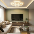 Lustra LED cu telecomanda, 95W, alba, trei tipuri de lumina calda/naturala/rece plus RGB, dimabila, aplicata, asimetrica