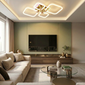 Lustra LED cu telecomanda, 42W, alba, trei tipuri de lumina calda/naturala/rece plus RGB, dimabila, aplicata, patrata