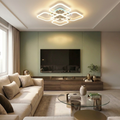 Lustra LED cu telecomanda, 63W, alba, trei tipuri de lumina calda/naturala/rece plus RGB, dimabila, aplicata, patrata
