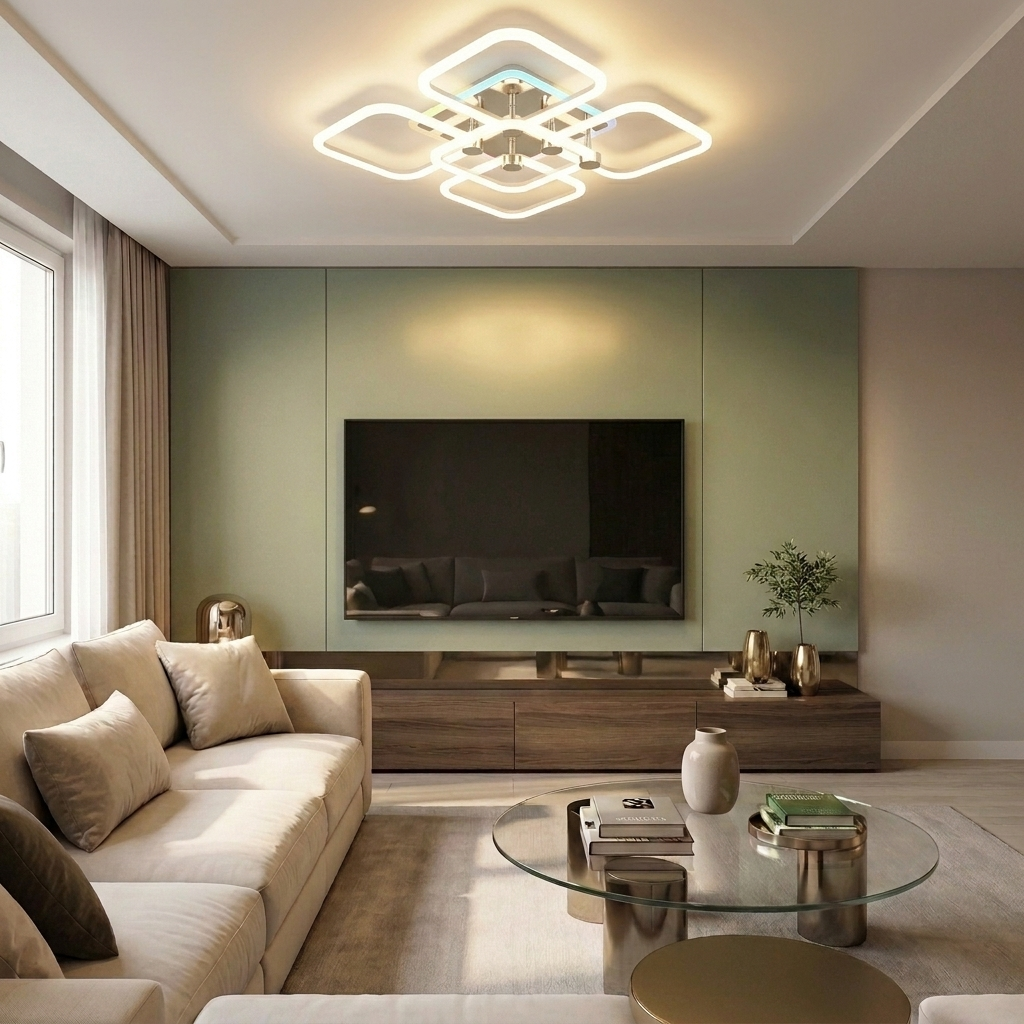 Lustră LED patrata 63W alba - lustre-led.ro