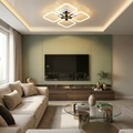 Lustra LED cu telecomanda, 50W, alba, trei tipuri de lumina calda/naturala/rece plus RGB, dimabila, aplicata, patrata