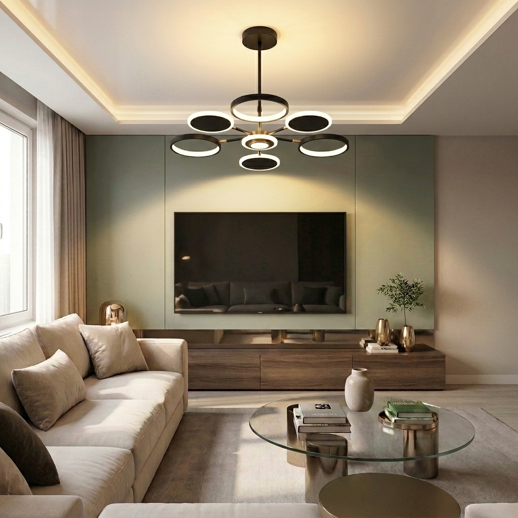 Lustră LED rotunda 92W neagra - lustre-led.ro