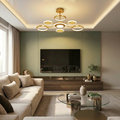Lustra LED cu telecomanda, 92W, aurie, trei tipuri de lumina calda/naturala/rece, dimabila, aplicata, rotunda