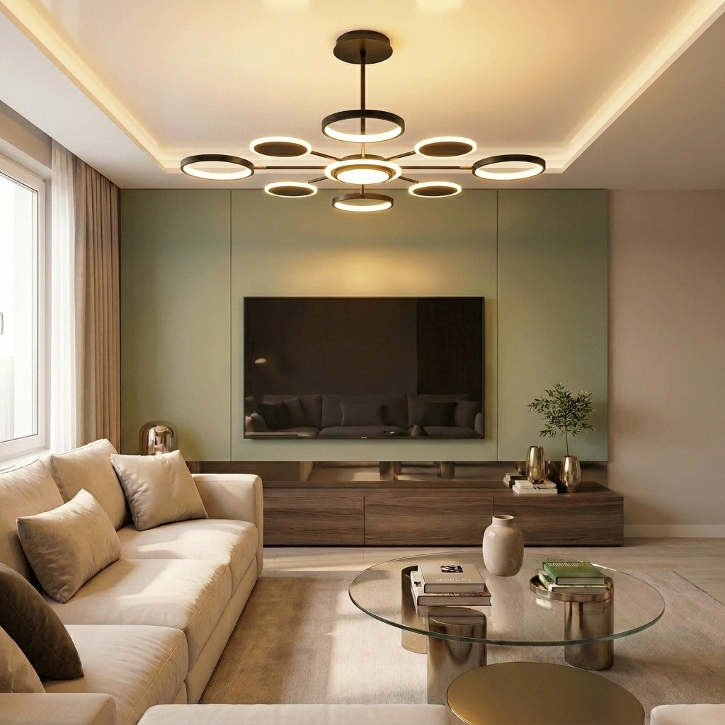 Lustră LED rotunda 113W neagra - lustre-led.ro