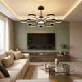 Lustra LED cu telecomanda, 143W, neagra, trei tipuri de lumina calda/naturala/rece, dimabila, aplicata, rotunda