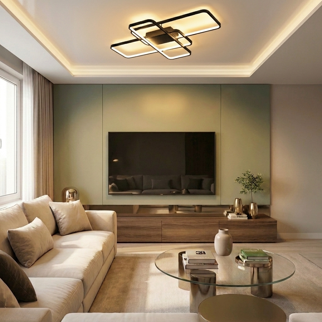 Lustră LED asimetrica 68W neagra - lustre-led.ro