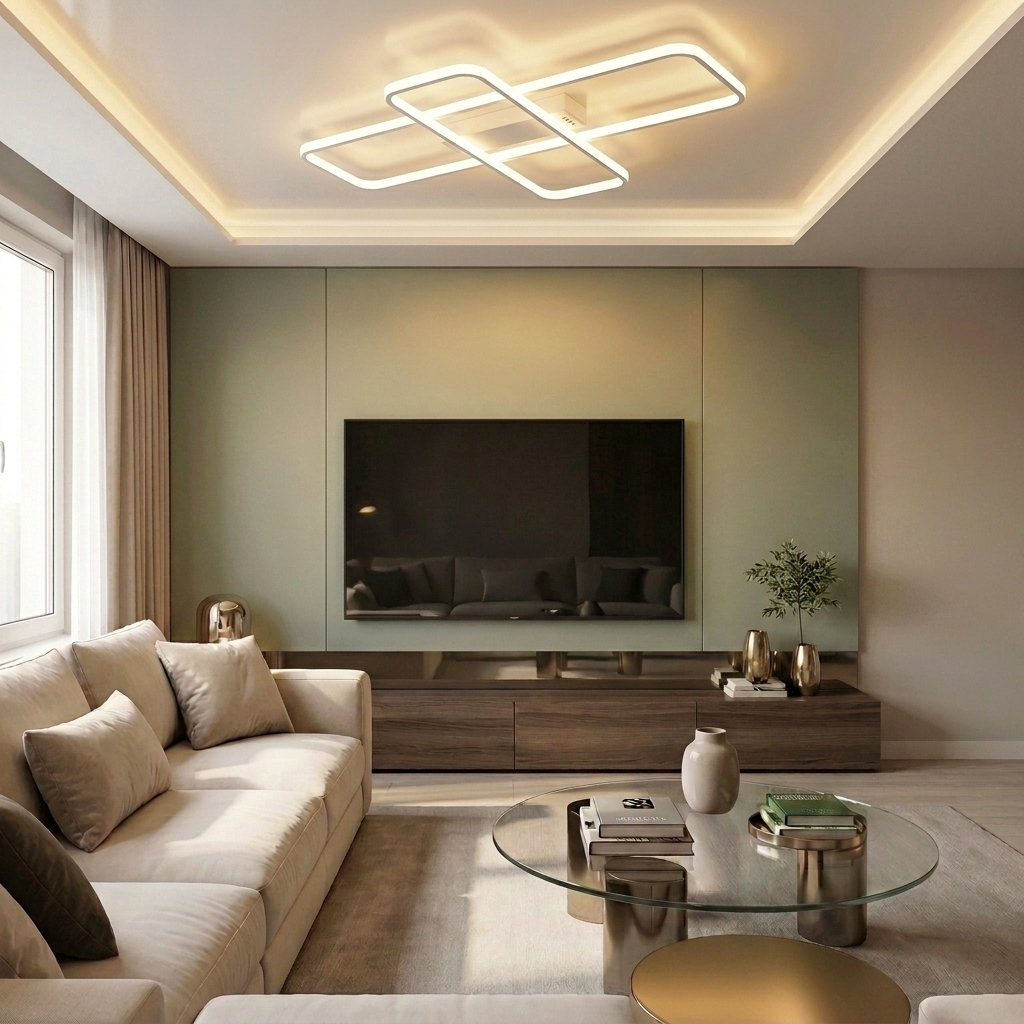 Lustră LED asimetrica 68W alba - lustre-led.ro