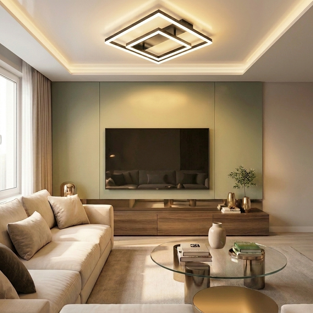 Lustră LED patrata 60W neagra - lustre-led.ro