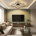 Lustra LED cu telecomanda, 74W, neagra, trei tipuri de lumina calda/naturala/rece, dimabila, aplicata, patrata