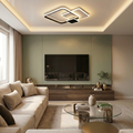 Lustra LED cu telecomanda, 65W, neagra, trei tipuri de lumina calda/naturala/rece, dimabila, aplicata, patrata