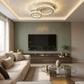 Lustra LED cu telecomanda, 66W, cristale, trei tipuri de lumina calda/naturala/rece, dimabila, aplicata, rotunda