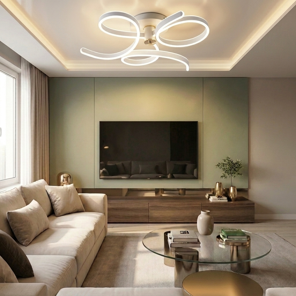 Lustră LED asimetrica 360W alba - lustre-led.ro
