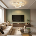 Lustra LED cu telecomanda, 360W, alba, trei tipuri de lumina calda/naturala/rece, dimabila, aplicata, asimetrica