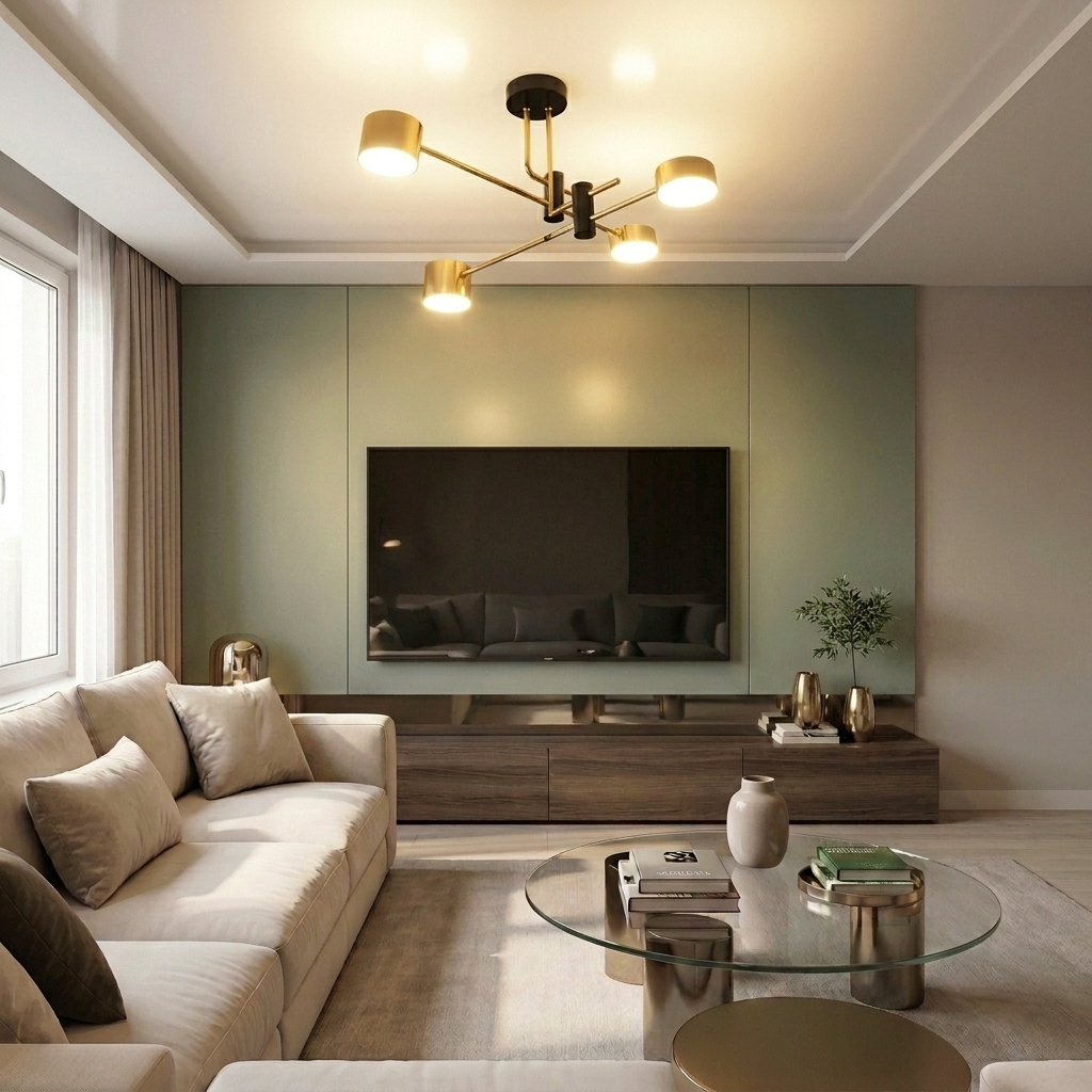 Lustră LED asimetrica 48W aurie - lustre-led.ro