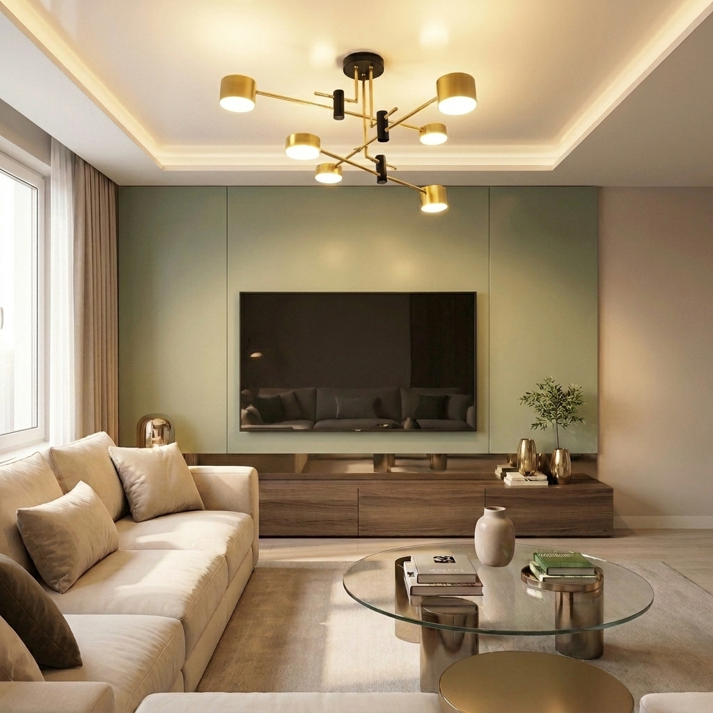 Lustră LED asimetrica 72W aurie - lustre-led.ro