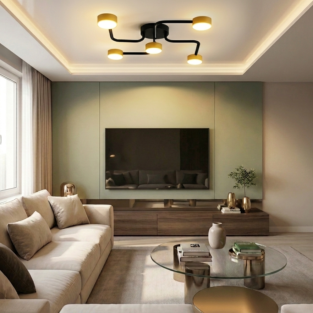 Lustră LED asimetrica 60W neagra - lustre-led.ro