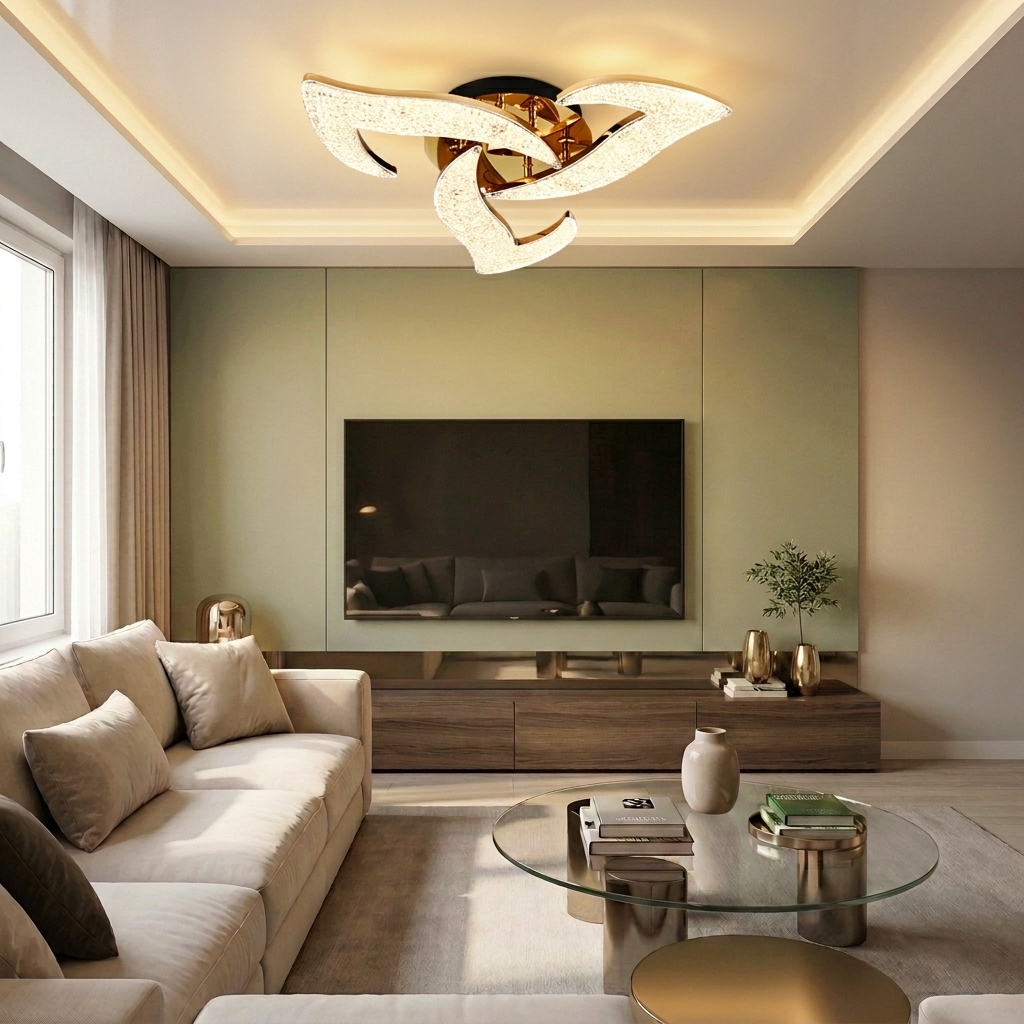 Lustră LED rotunda 60W aurie - lustre-led.ro