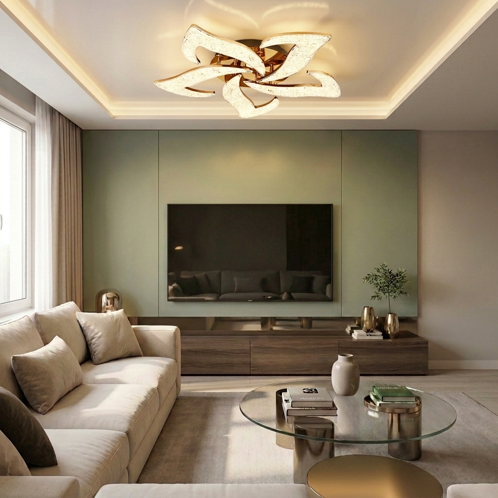Lustră LED rotunda 100W aurie - lustre-led.ro