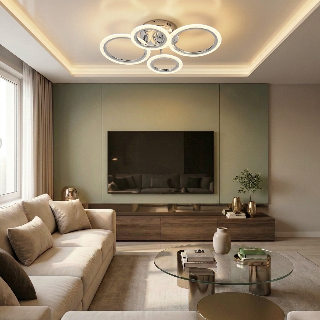 Lustră LED rotunda 72W argintie - lustre-led.ro