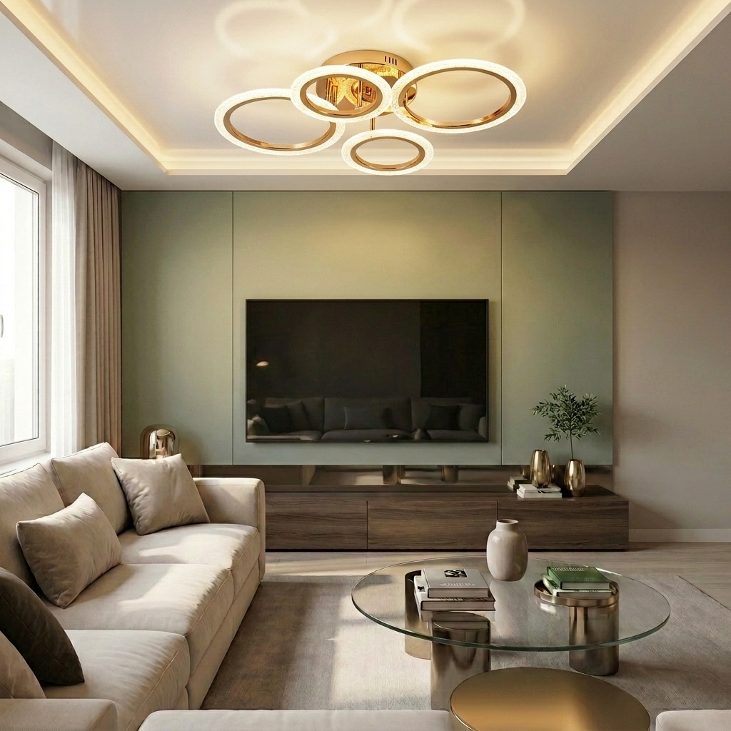 Lustră LED rotunda 72W aurie - lustre-led.ro