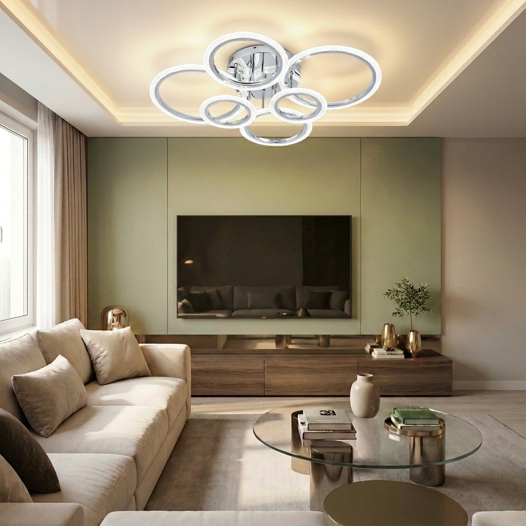 Lustră LED rotunda 132W argintie - lustre-led.ro