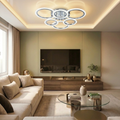 Lustra LED cu telecomanda, 108W, argintie, trei tipuri de lumina calda/naturala/rece, dimabila, aplicata, rotunda