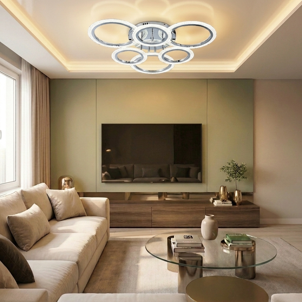 Lustră LED rotunda 108W argintie - lustre-led.ro