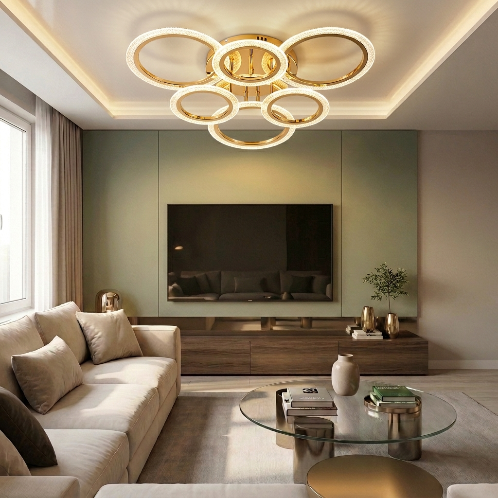 Lustră LED rotunda 108W aurie - lustre-led.ro