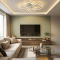 Lustra LED cu telecomanda, 84W, argintie, trei tipuri de lumina calda/naturala/rece, dimabila, aplicata, patrata