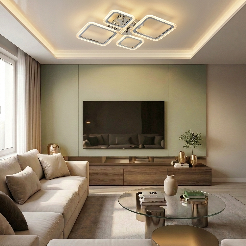 Lustră LED patrata 84W argintie - lustre-led.ro